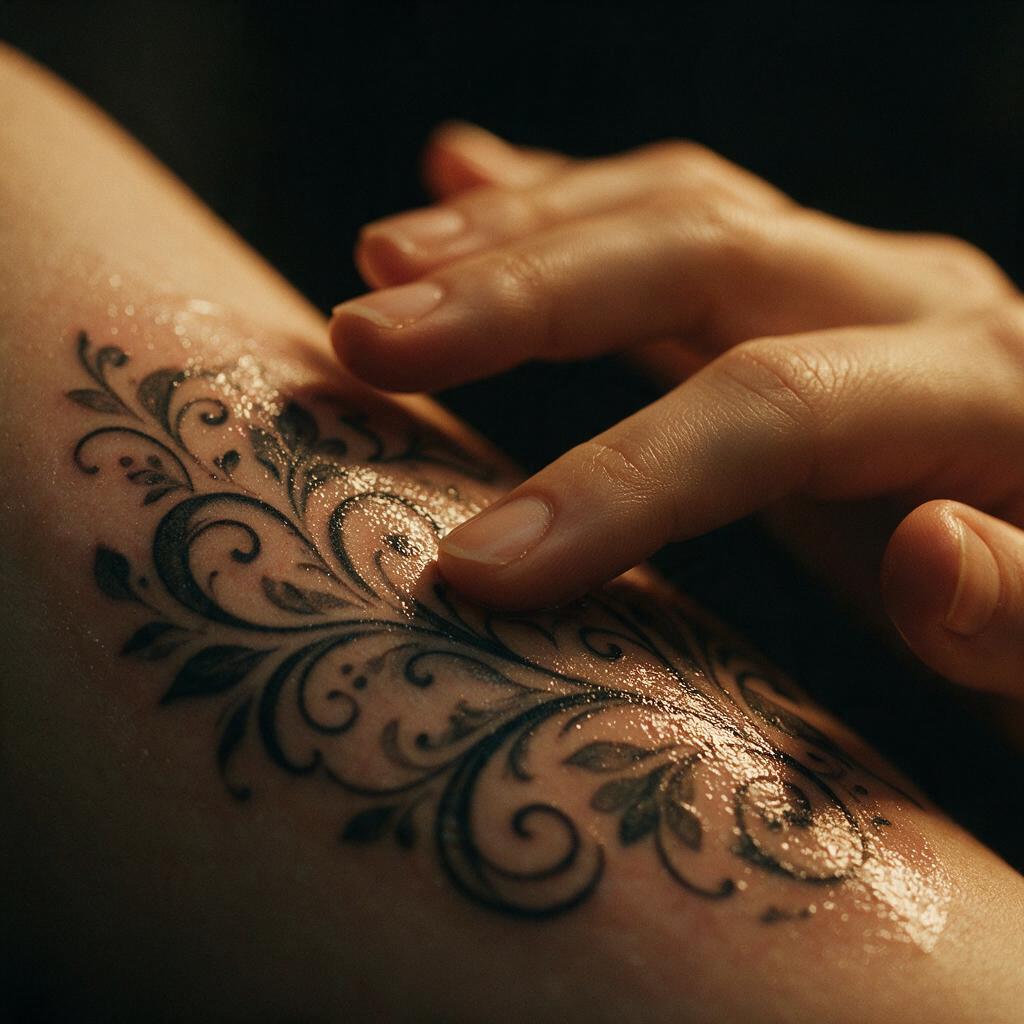 Crema fina sobre un tatuaje cicatrizando