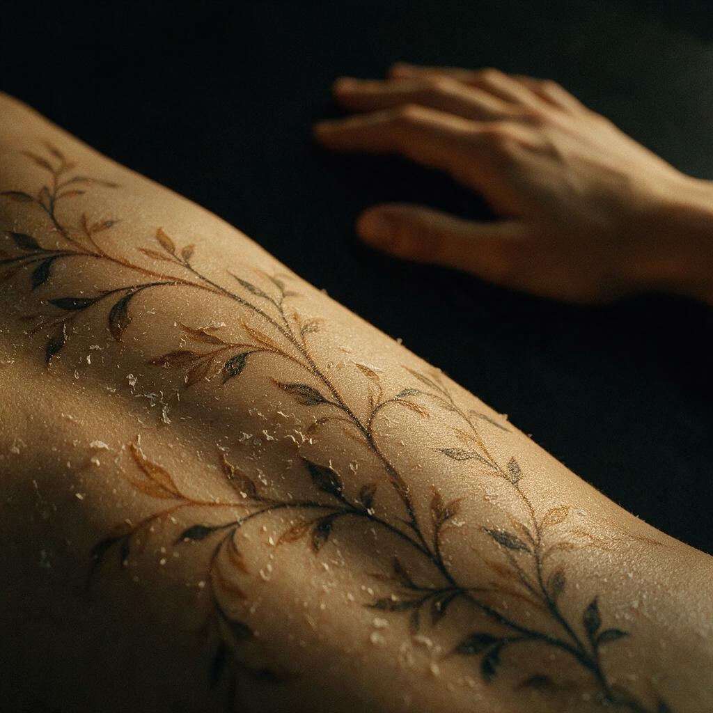 Un tatuaje descamando, sin tocarlo